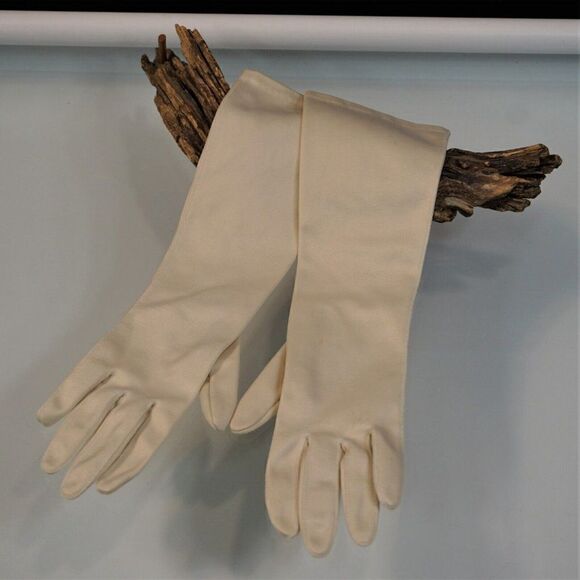 Vintage 1950s Hansen Analon Ivory Opera Gloves 15 Inches Size Small - Picture 3 of 5
